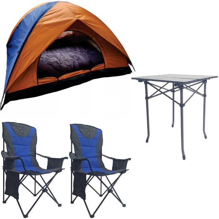 Combo NOMADIC Camping 2 sillones director con conservadora + 1 mesa plegable + Carpa 2 personas
